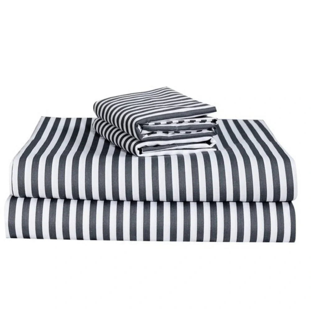 Bergan Blue White Striped 100% Cotton Twin XL  Sheet‎ Set Pillowcase Nautical